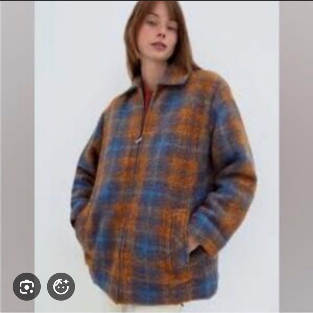 Wilfred Aritzia Women's Jacket in Blue and Orange Plaid
